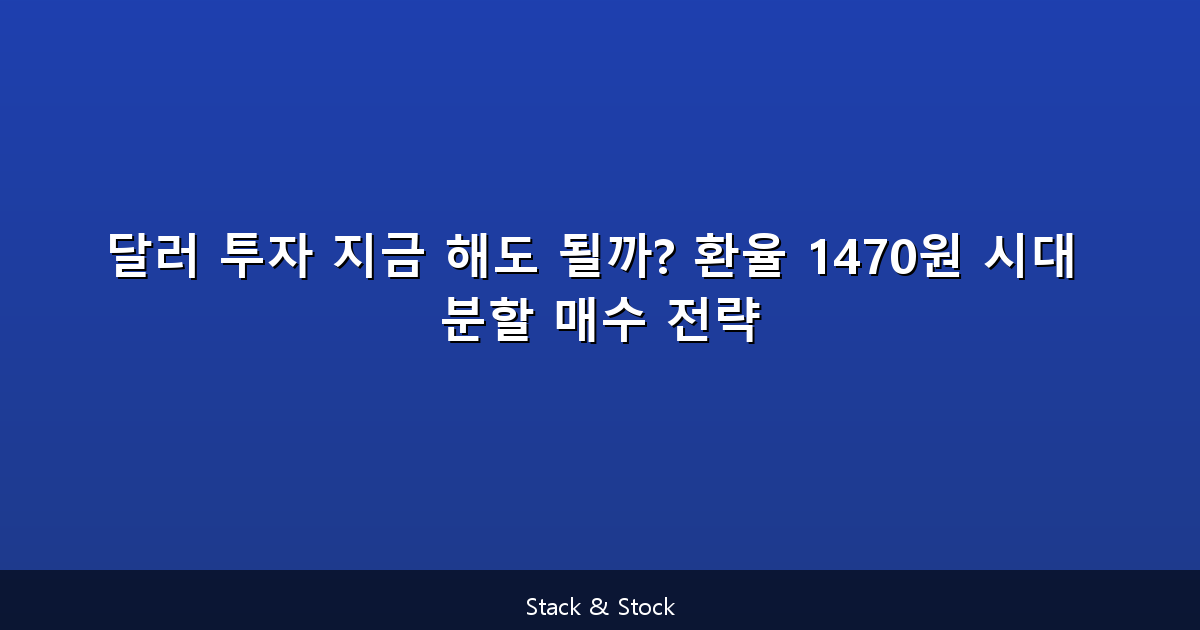 달러 투자 지금 해도 될까? 환율 1470원 시대 분할 매수 전략
