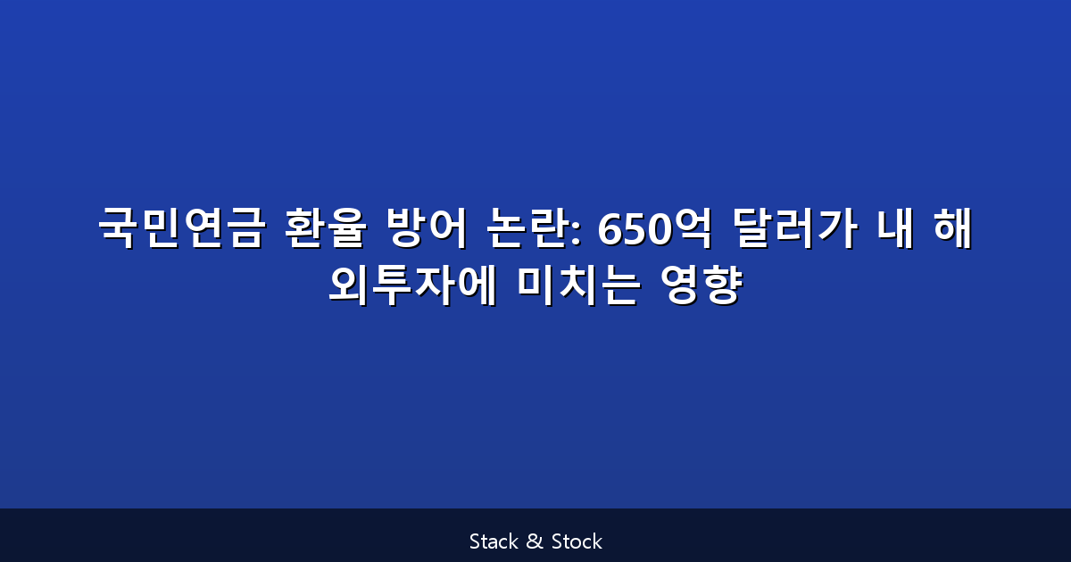국민연금 환율 방어 논란: 650억 달러가 내 해외투자에 미치는 영향