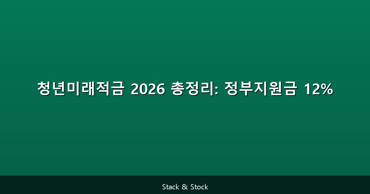 청년미래적금 2026 총정리: 정부지원금 12%