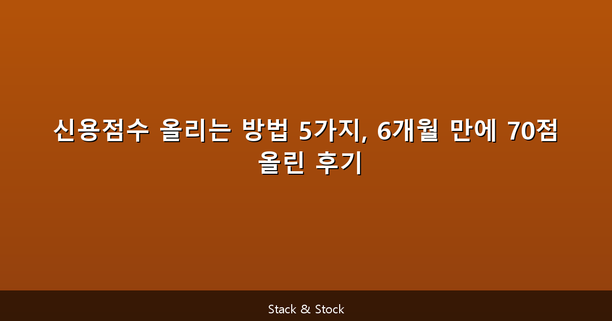 신용점수 올리는 방법 5가지, 6개월 만에 70점 올린 후기