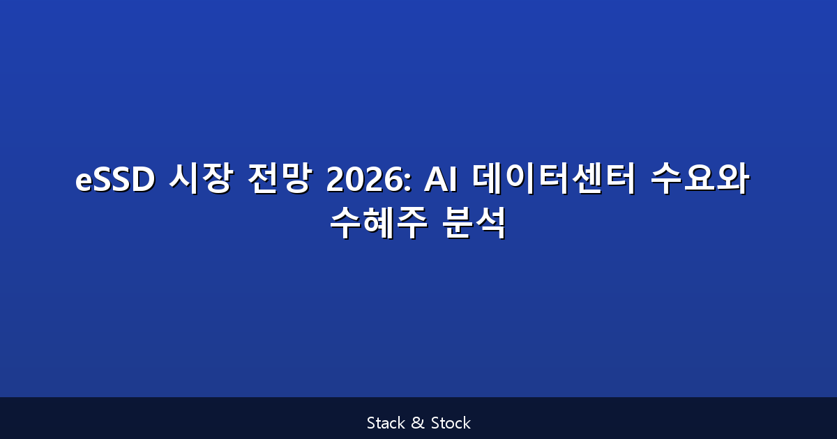 eSSD 시장 전망 2026: AI 데이터센터 수요와 수혜주 분석